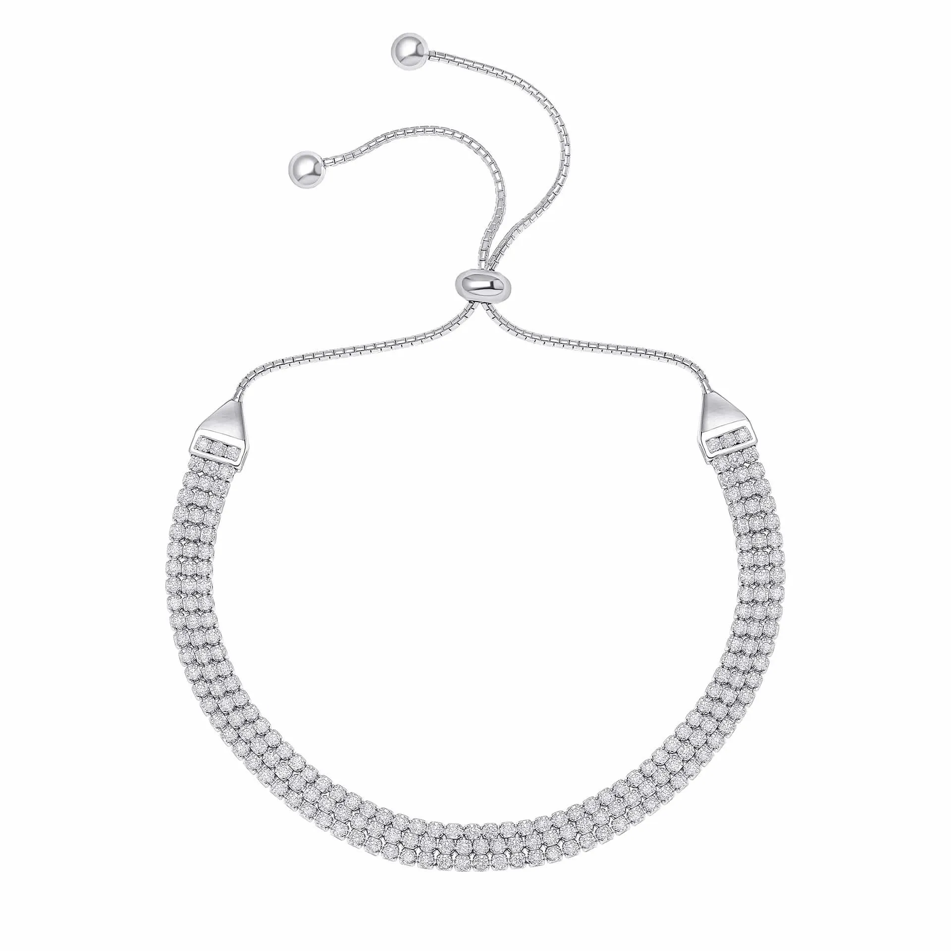 Bracelet Blanc en Argent Sterling avec Zirconium Cubique B5532C - Débuts Bijoux