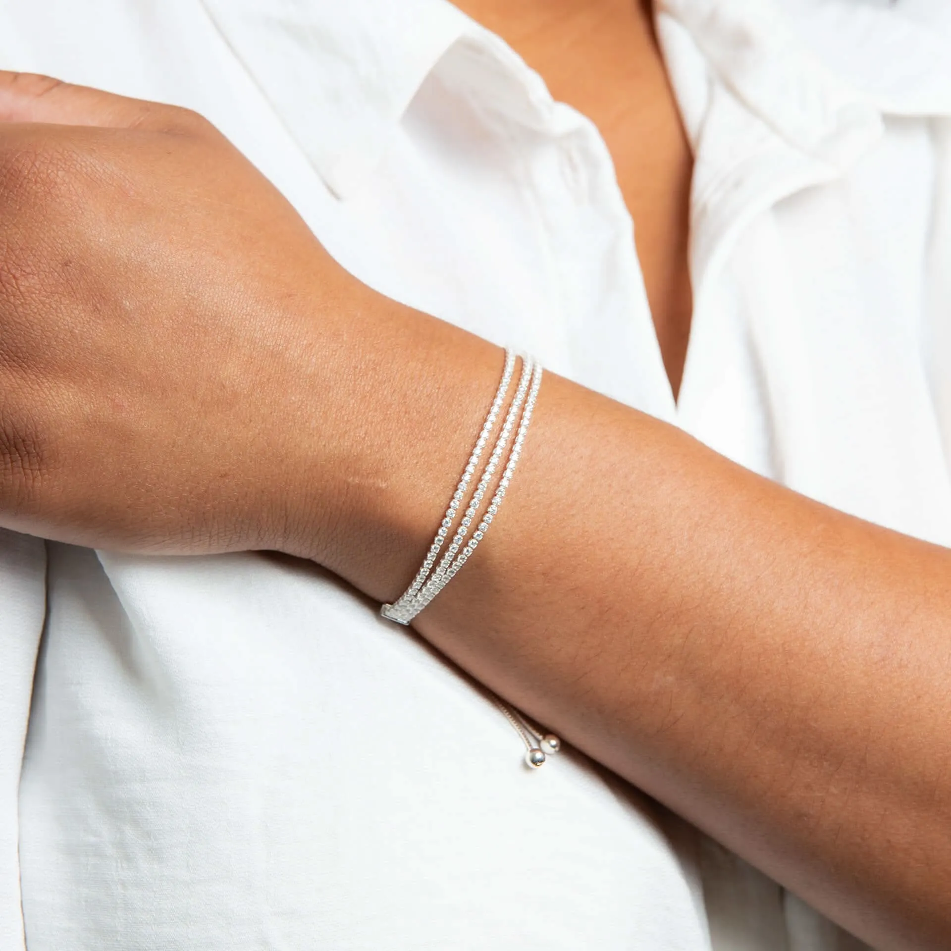 Bracelet Blanc en Argent Sterling avec Zirconium Cubique B5532C - Débuts Bijoux