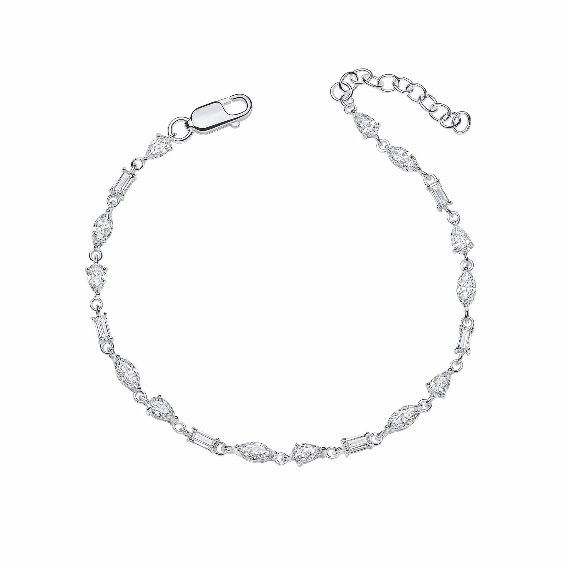 Bracelet Blanc en Argent Sterling avec Zirconium Cubique B5535C - Débuts Bijoux