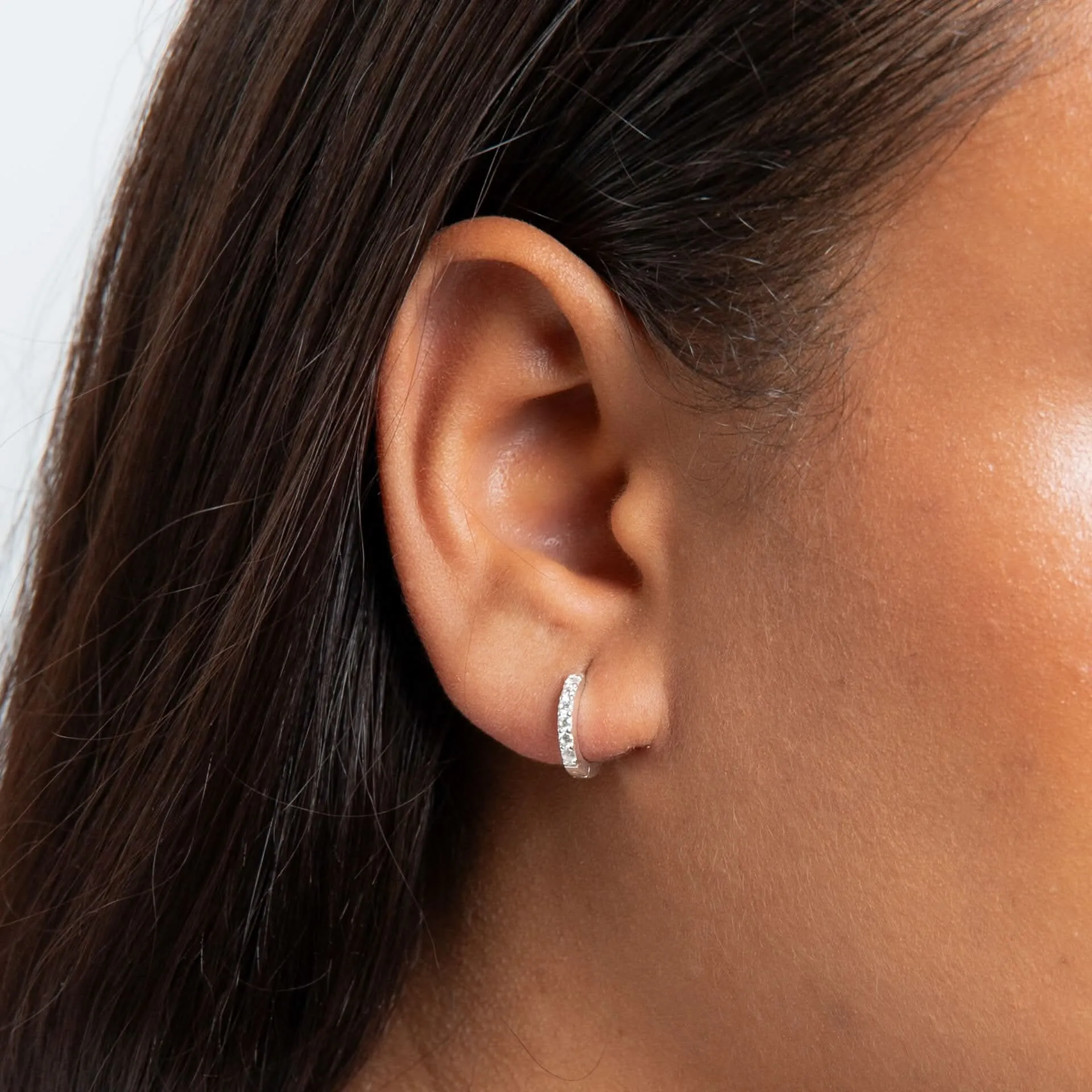 Boucles d'oreilles blanches en zirconium cubique argent sterling E6467C de la collection Beginnings