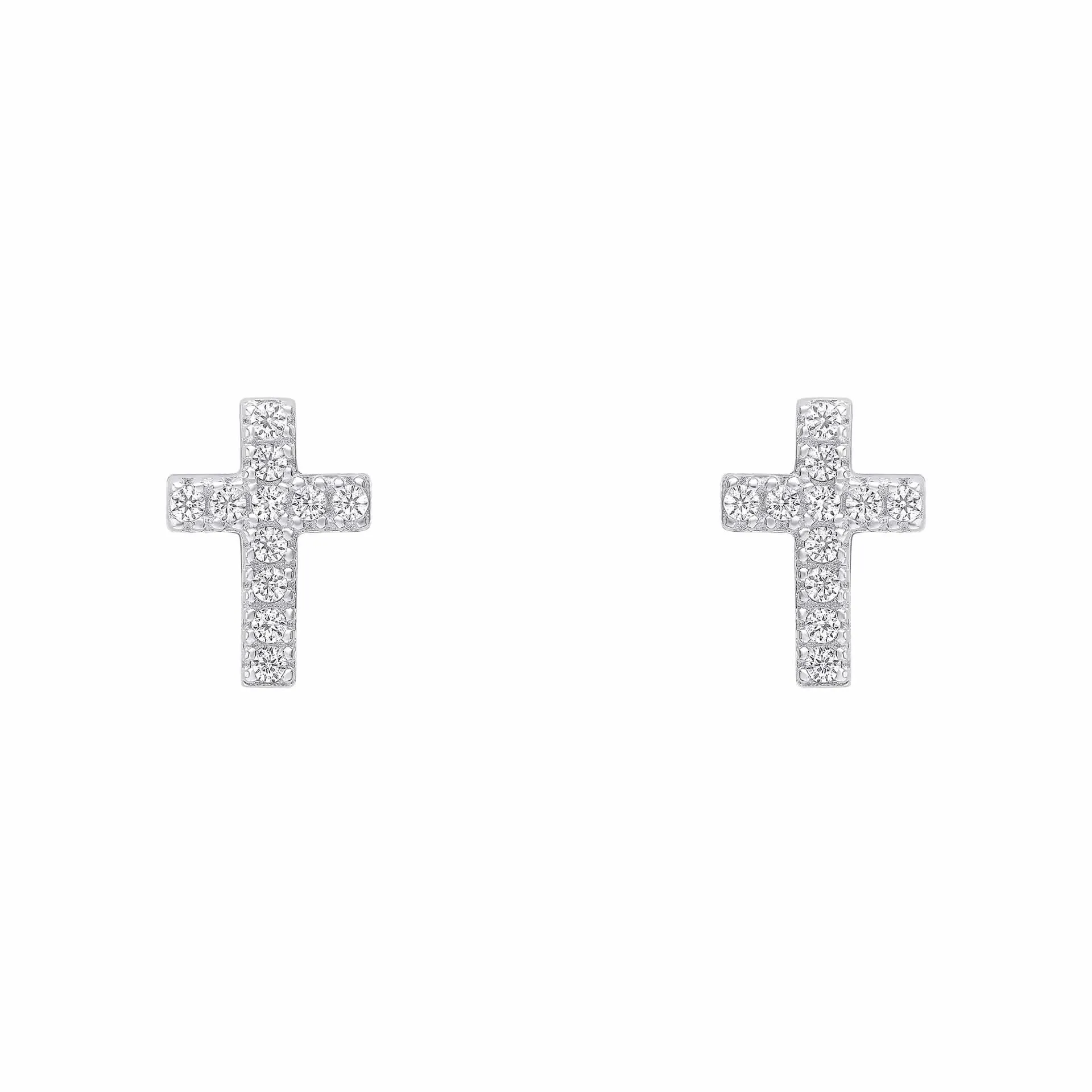 Boucles d'oreilles blanches en zirconium cubique argent sterling E6470C de la collection Beginnings