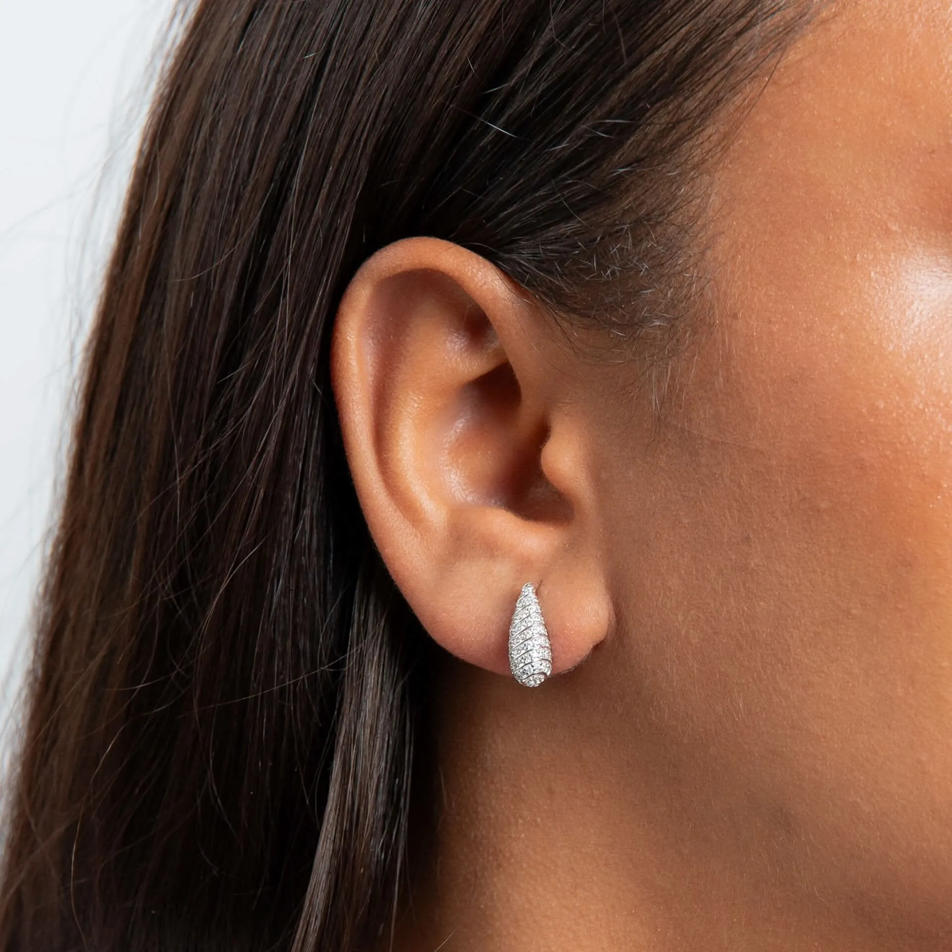 Boucles d'oreilles blanches en zirconium cubique argent sterling E6476C de la collection Beginnings