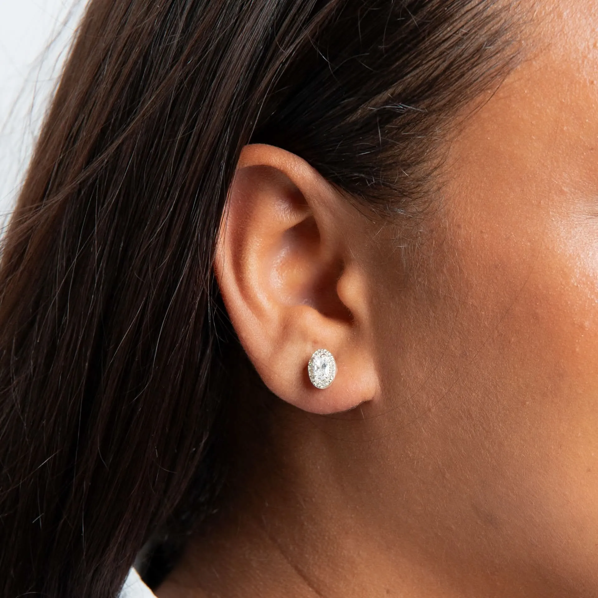 Boucles d'oreilles blanches en zirconium cubique argent sterling E6484C de la collection Beginnings
