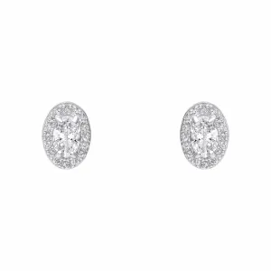 Boucles d'oreilles blanches en zirconium cubique argent sterling E6484C de la collection Beginnings