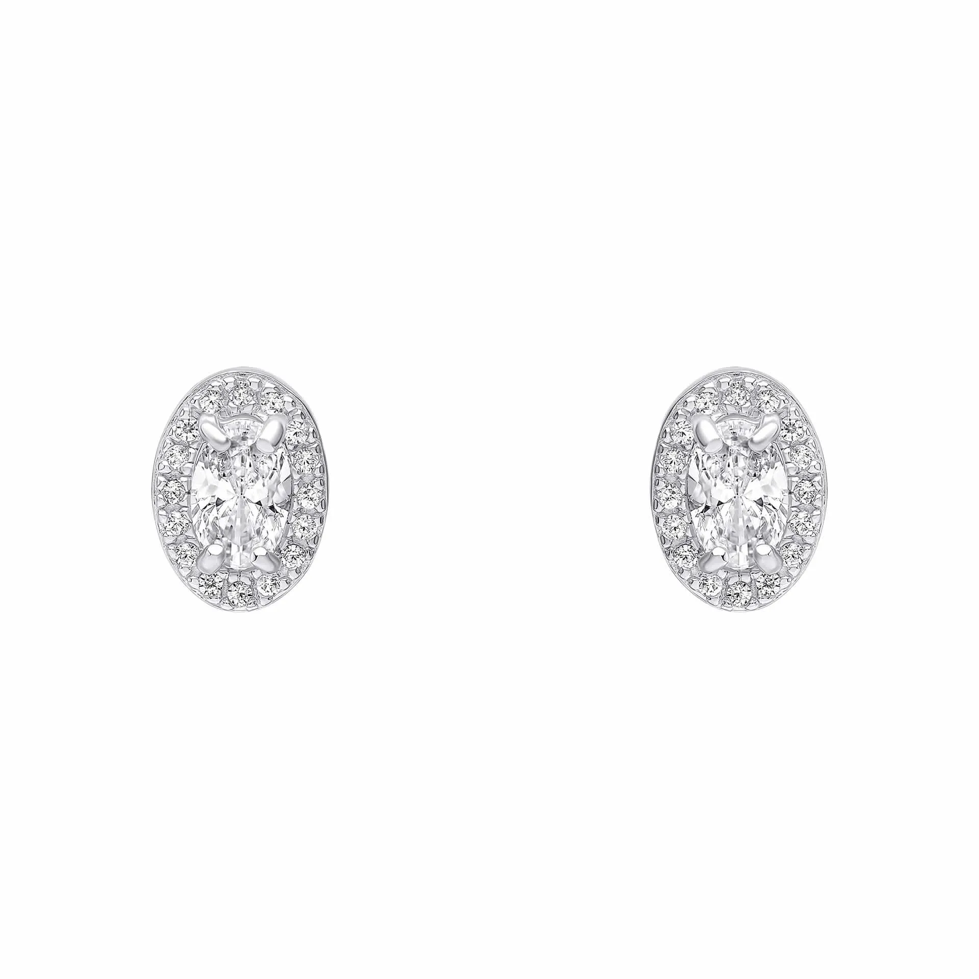 Boucles d'oreilles blanches en zirconium cubique argent sterling E6484C de la collection Beginnings