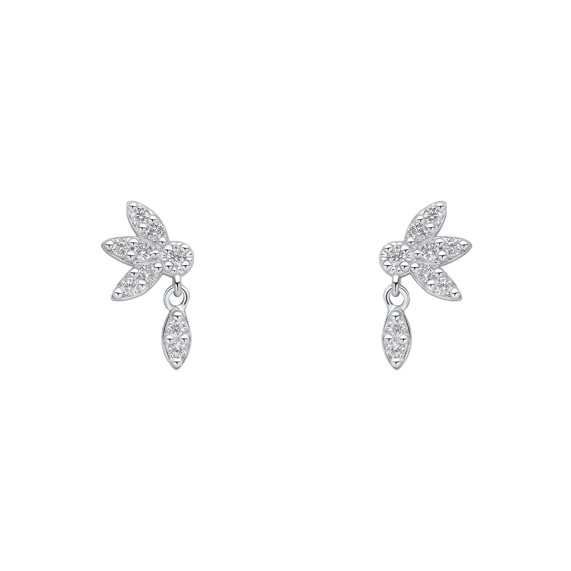 Boucles d'oreilles blanches en zirconium cubique argent sterling E6493C de la collection Beginnings