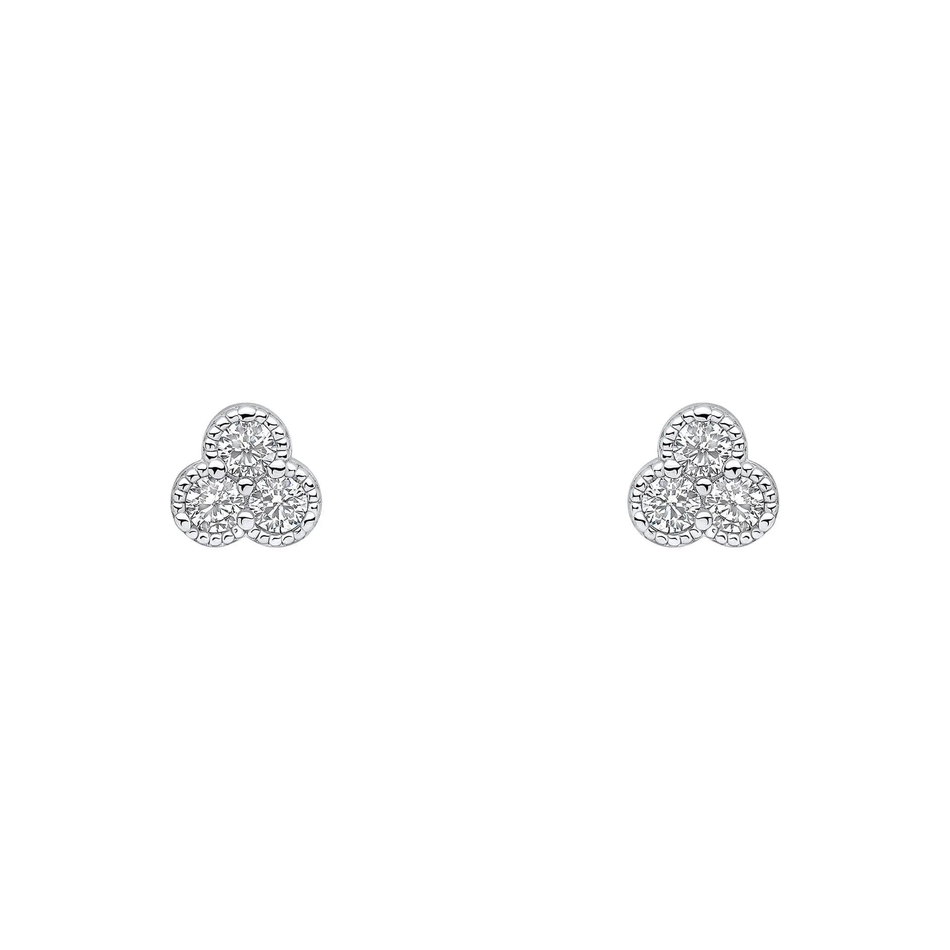 Boucles d'oreilles blanches en zirconium cubique argent sterling E6495C de la collection Beginnings