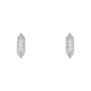 Boucles d'oreilles blanches en zirconium cubique argent sterling E6496C de la collection Beginnings