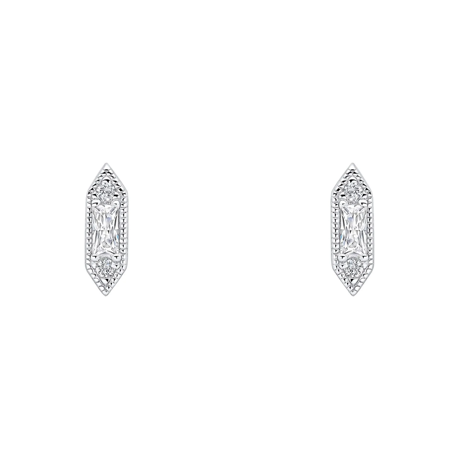Boucles d'oreilles blanches en zirconium cubique argent sterling E6496C de la collection Beginnings