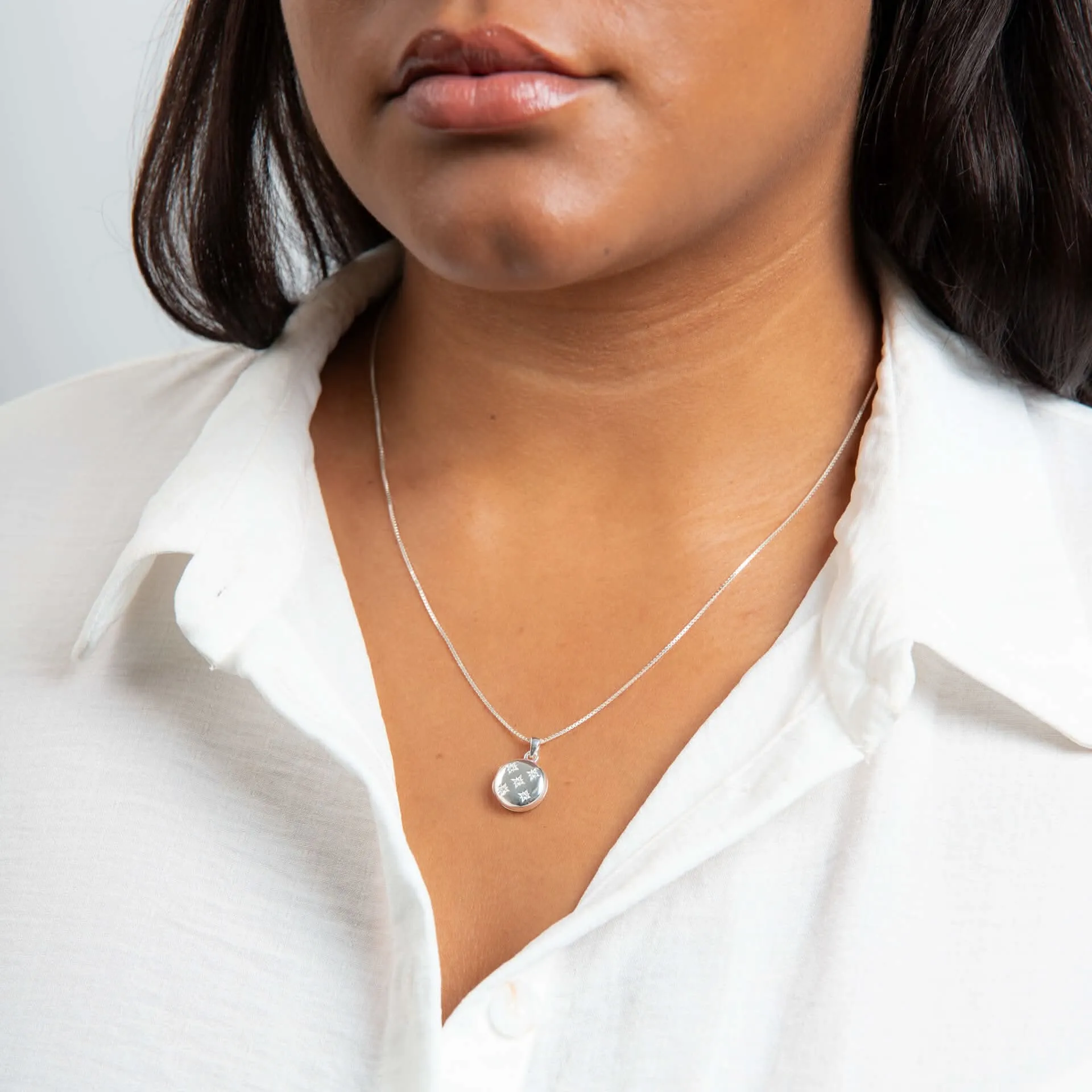 Pendentif Blanc en Argent Sterling avec Zircon Cubique P5440C - Collection Beginnings