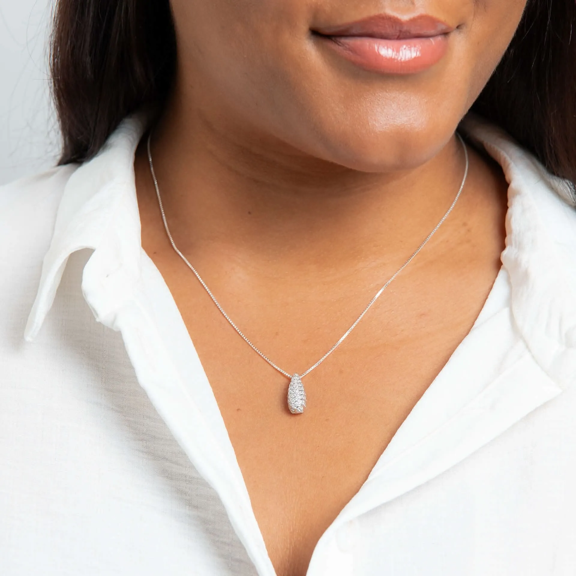 Pendentif Blanc en Zirconium Cubique Argenté Sterling P5447C - Bijoux Beginnings