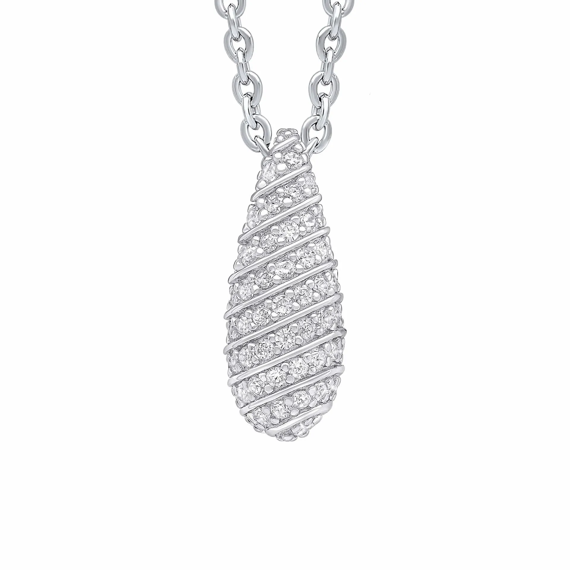 Pendentif Blanc en Zirconium Cubique Argenté Sterling P5447C - Bijoux Beginnings