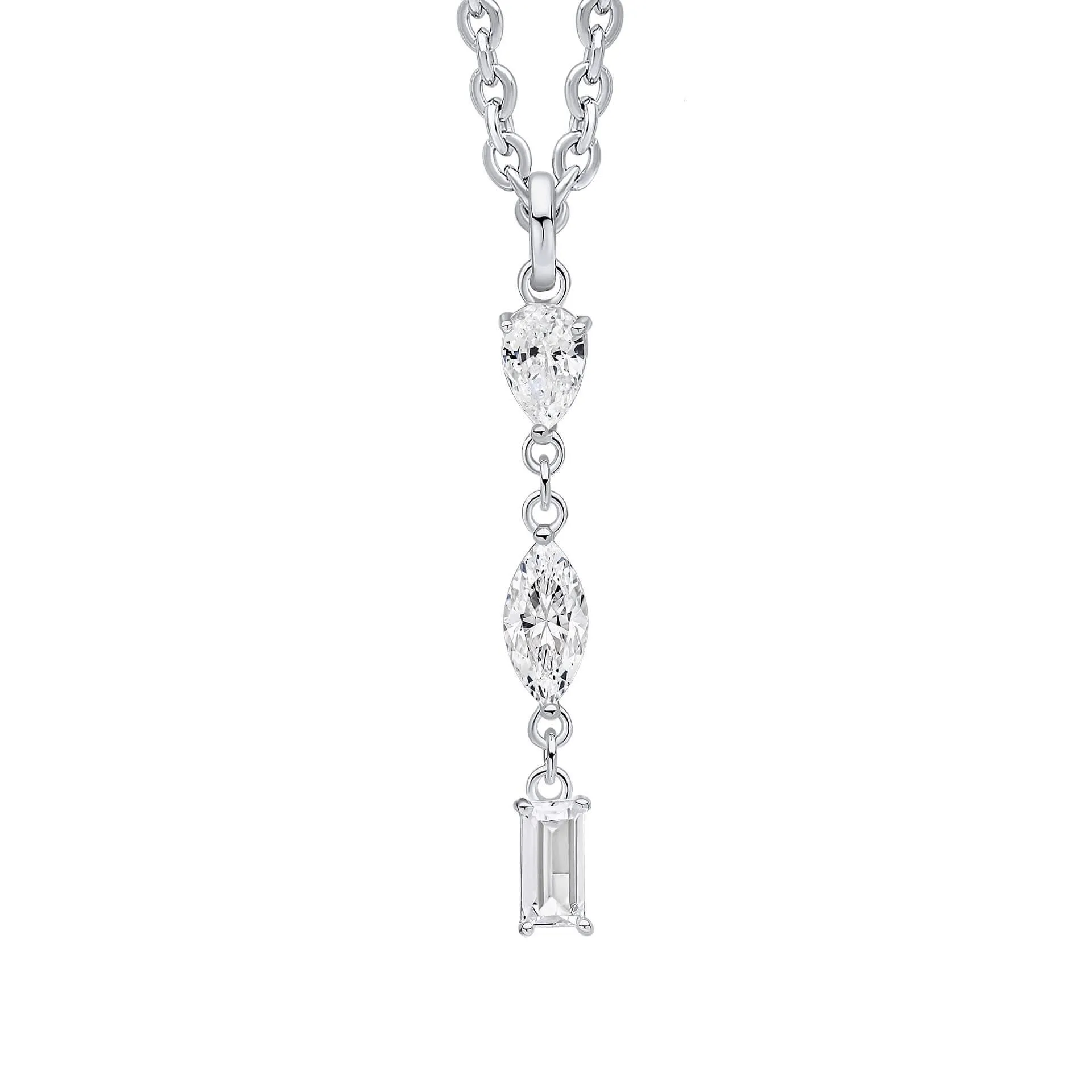 Pendentif Blanc en Argent Sterling avec Zircon Cubique P5451C - Bijoux Beginnings