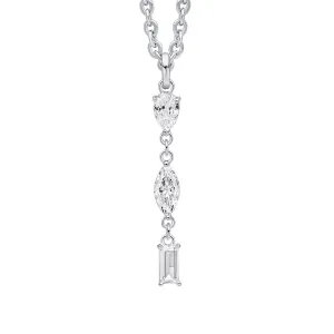 Pendentif Blanc en Argent Sterling avec Zircon Cubique P5451C - Bijoux Beginnings