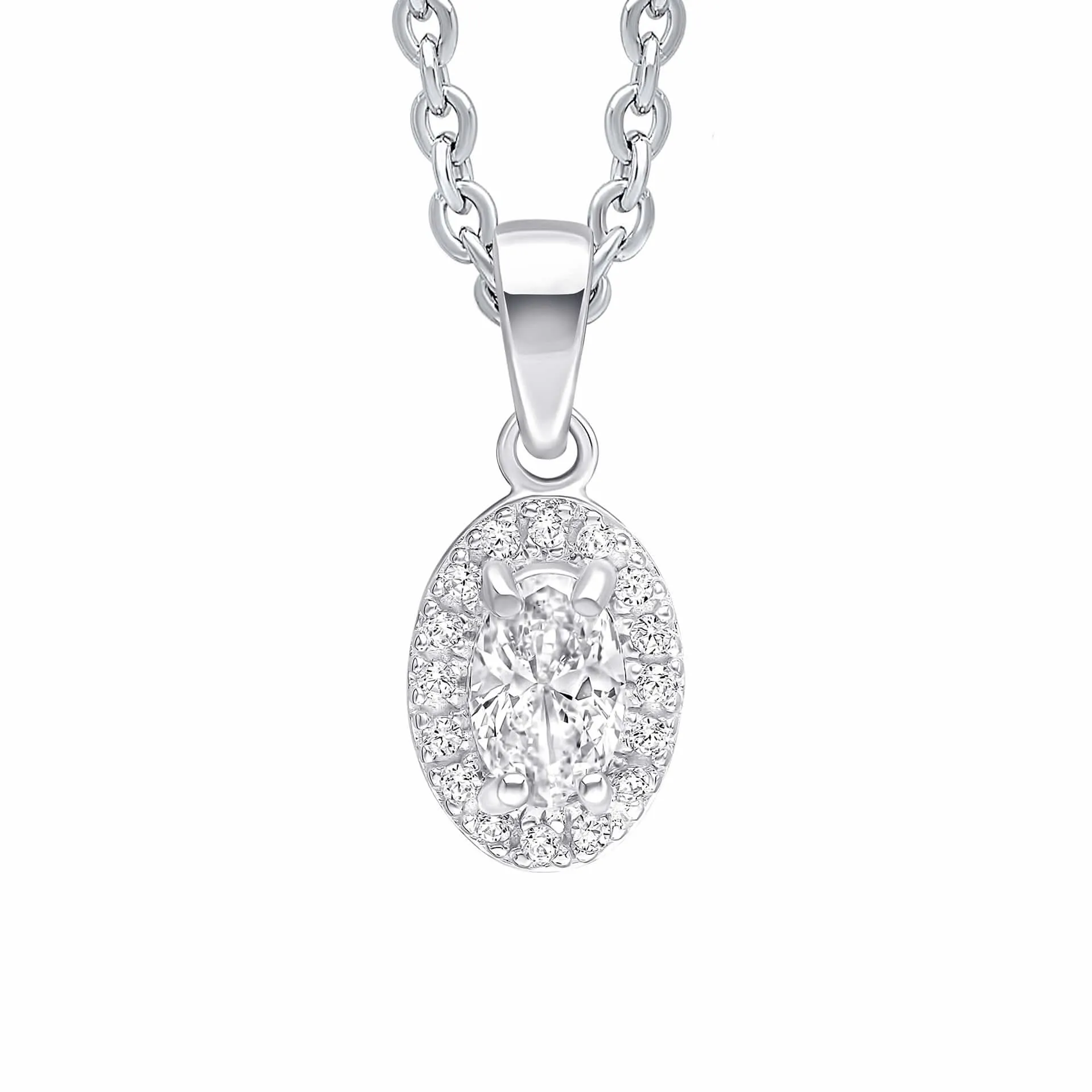Pendentif Blanc en Argent Sterling avec Zirconium Cubique P5455C - Bijoux Beginnings