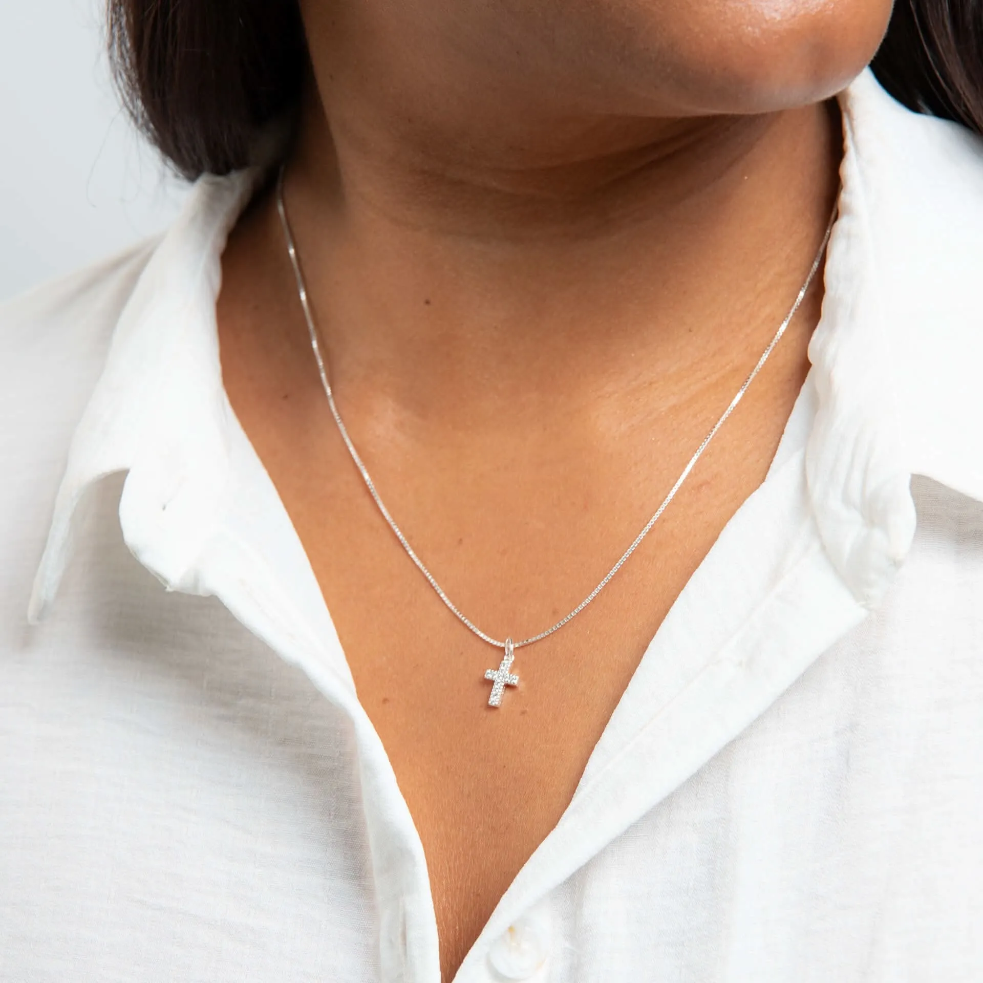 Pendentif Blanc en Argent Sterling avec Zircon Cubique P5463C - Bijoux Beginnings