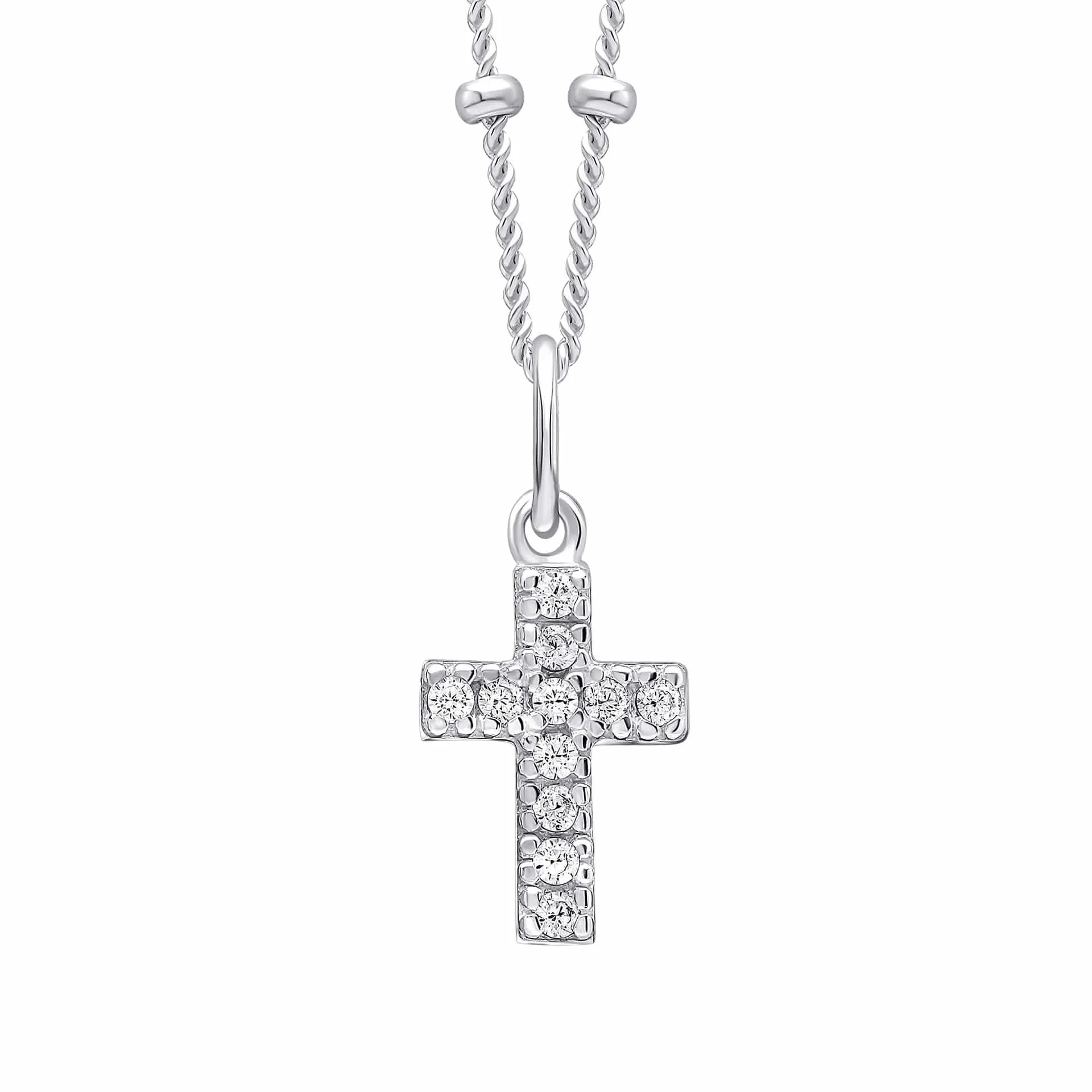 Pendentif Blanc en Argent Sterling avec Zircon Cubique P5463C - Bijoux Beginnings