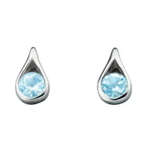 Boucles d'oreilles goutte en topaze bleue E205T en argent sterling - Débuts Joaillerie