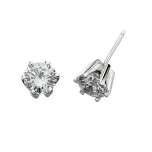 Boucles d'oreilles à clous rondes en argent sterling E2285C avec cristaux clairs - Bijoux Beginnings