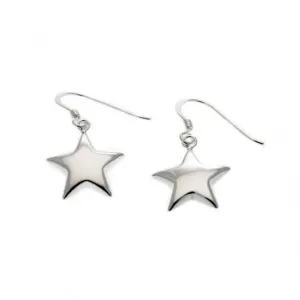 Boucles d'oreilles pendantes petites étoiles gonflées en argent sterling E3192 - Beginnings Jewellery