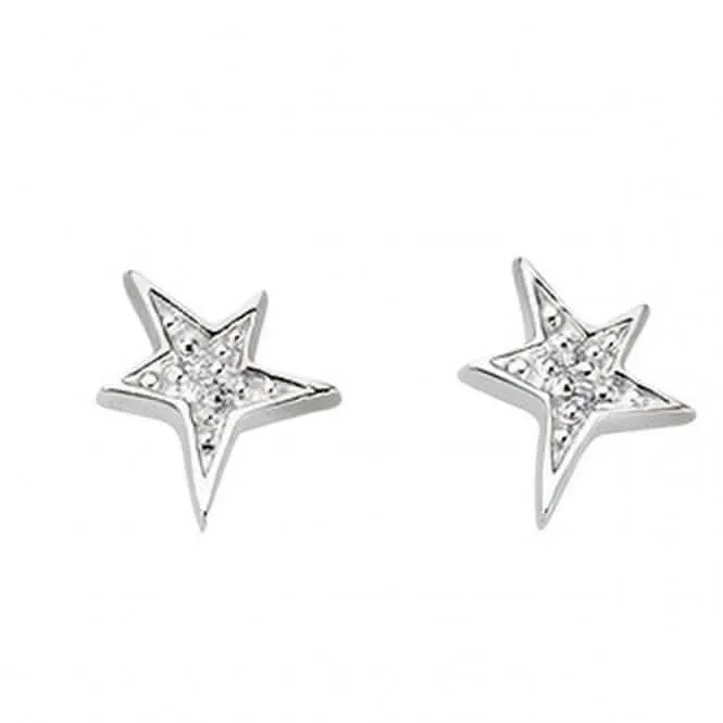 Boucles d'oreilles à clous Étoile en argent sterling E3424C avec cristaux clairs - Bijoux Beginnings