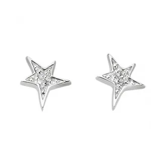 Boucles d'oreilles à clous Étoile en argent sterling E3424C avec cristaux clairs - Bijoux Beginnings