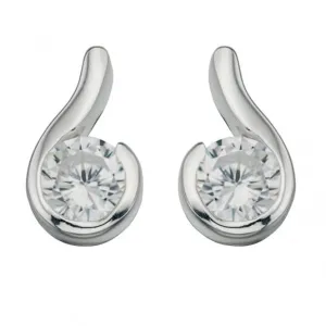 Boucles d'oreilles à tige en argent sterling E436C avec cristaux clairs - Collection Beginnings