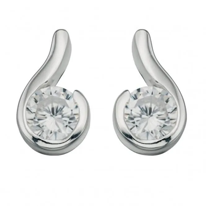 Boucles d'oreilles à tige en argent sterling E436C avec cristaux clairs - Collection Beginnings