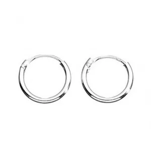 Boucles d'oreilles à anneau lisse H040 en argent sterling - Débuts Bijoux