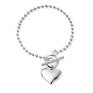 Bracelet Chaîne Boule Cœur en Argent Sterling B5073 - Bijoux Beginnings