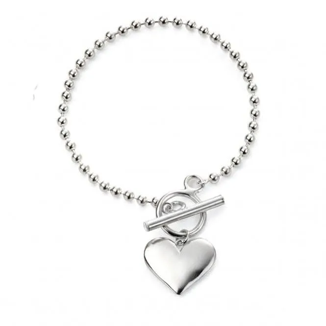 Bracelet Chaîne Boule Cœur en Argent Sterling B5073 - Bijoux Beginnings