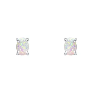 Boucles d'oreilles en argent sterling imitation opale blanche E6485W - Débuts Bijoux