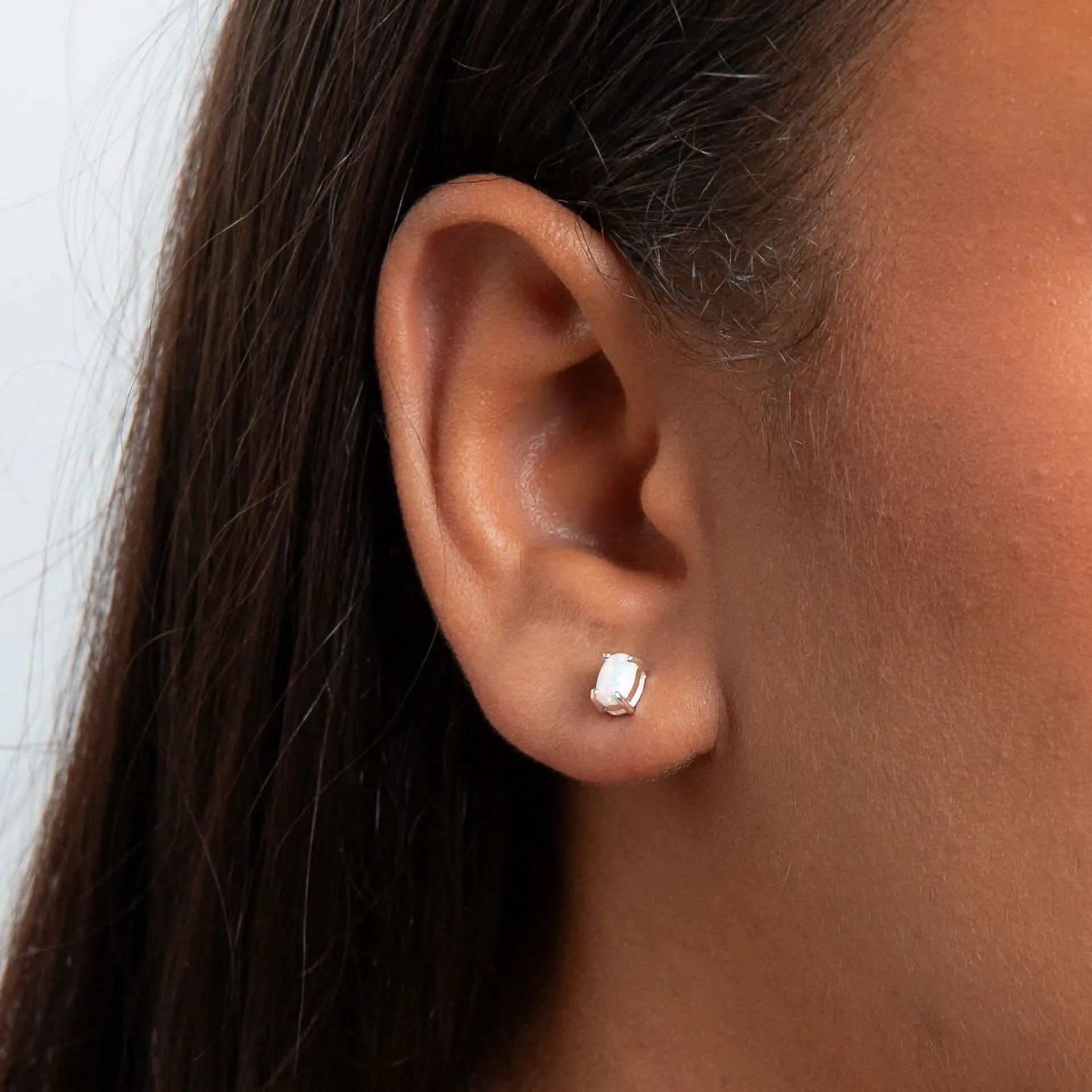 Boucles d'oreilles en argent sterling imitation opale blanche E6485W - Débuts Bijoux