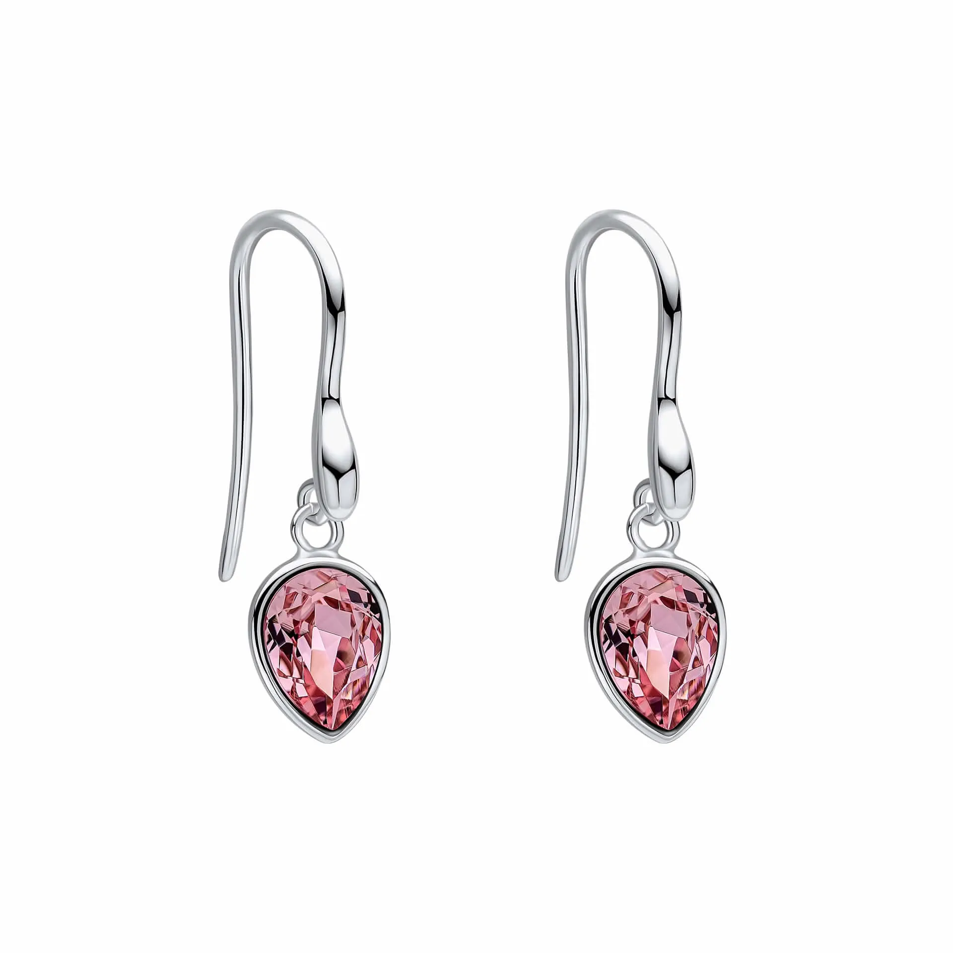 Boucles d'oreilles Beginnings en argent sterling avec cristaux rose clair E6490P - Bijoux Beginnings