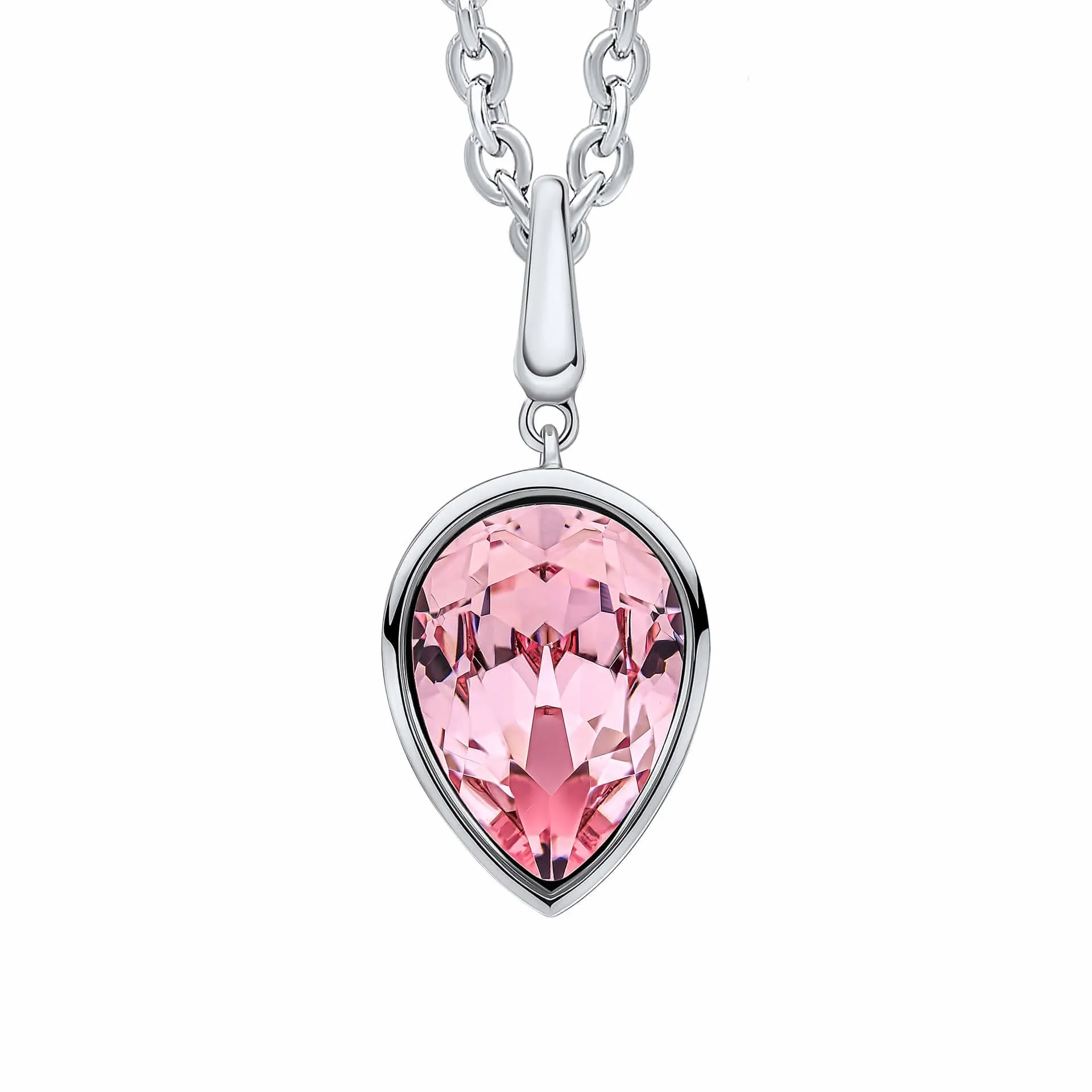 Pendentif Rose Cristal Rose Clair en Argent Sterling P5460P - Bijoux Beginnings