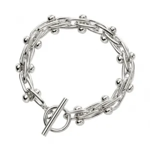 Bracelet B5195 en argent sterling de style mexicain avec boules et barres - Bijouterie Beginnings