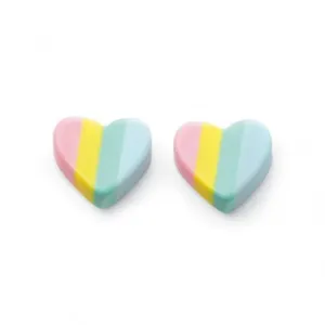 Boucles d'oreilles cœur en résine à rayures pastel en argent sterling A2022 - Collection Beginnings