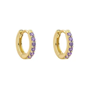 Boucles d'oreilles en argent sterling avec zirconium cubique violet et améthyste E6466M - Bijoux Beginnings