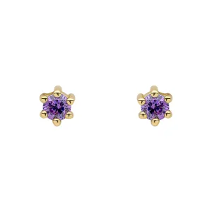 Boucles d'oreilles en argent sterling avec zirconium cubique violet et améthyste E6468M - Débuts Bijoux