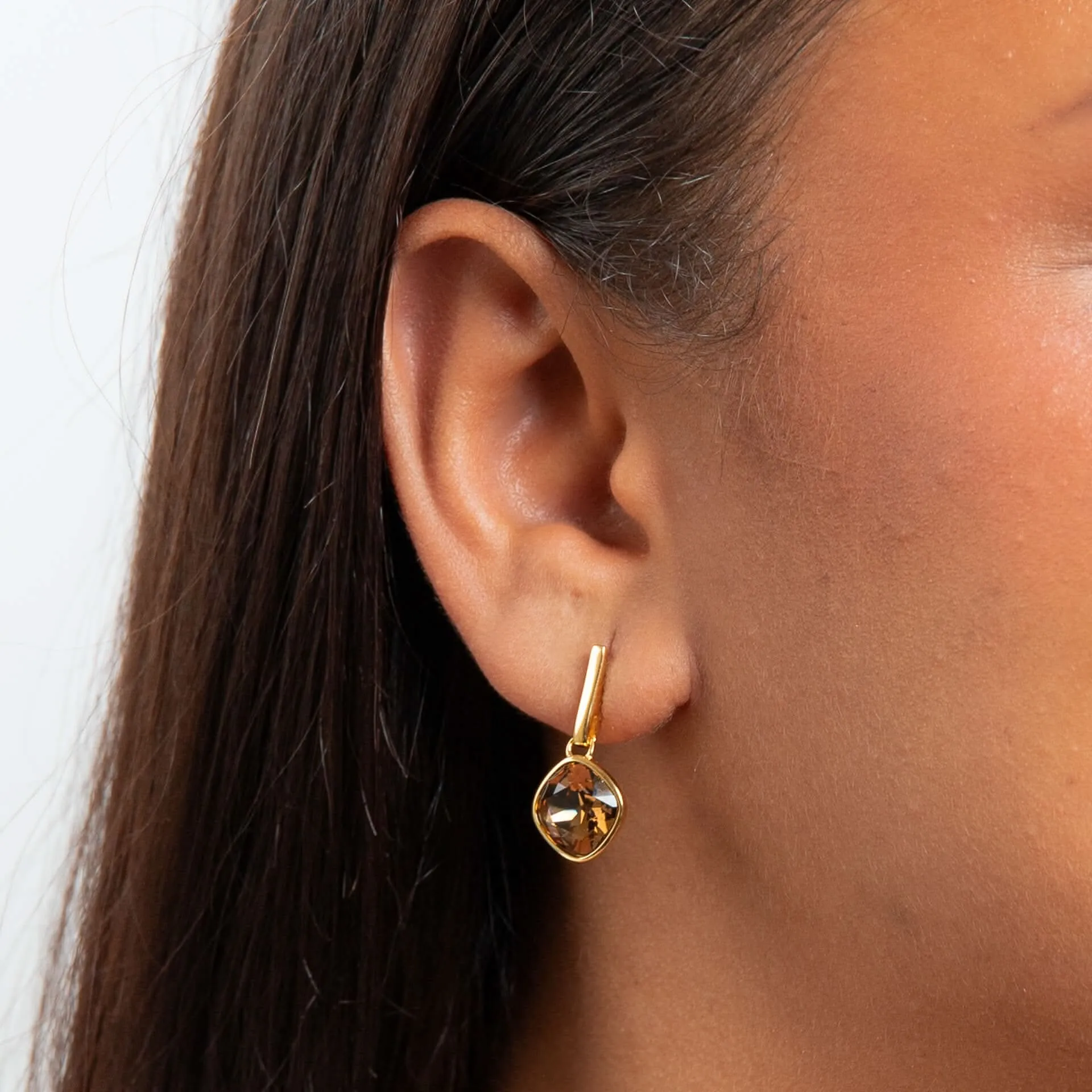 Boucles d'oreilles en cristal de topaze fumée bleu argenté sterling E6479Y - Débuts Bijoux