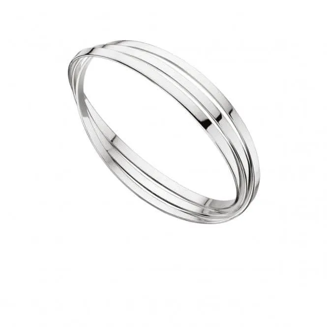 Bracelet plat triple alliance russe en argent sterling B4587 - Débuts Joaillerie