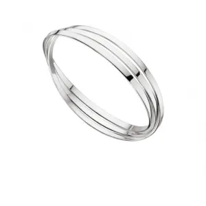 Bracelet plat triple alliance russe en argent sterling B4587 - Débuts Joaillerie