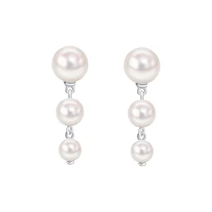 Boucles d'oreilles en argent sterling blanc avec perles d'eau douce blanches E6477W - Débuts Bijoux