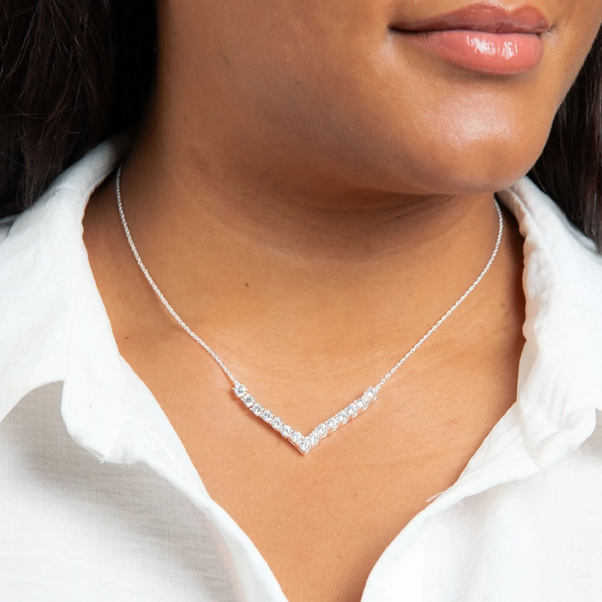 Collier Blanc Débuts en Argent Sterling avec Zirconium et Perle d'Eau Douce N4615C Bijoux Débuts
