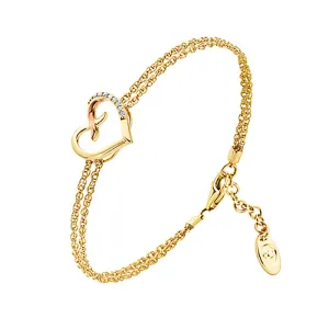 Bracelet Cœur en Or Jaune 9 carats avec Diamant Clogau Kiss de Clogau Jewellery