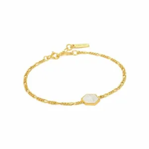 Bracelet Chaîne Figaro Or avec Emblème Boussole B030-02G Ania Haie Bijoux