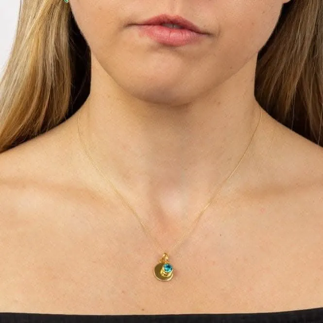 Collier Swarovski P5019 Débuts Bijoux avec Disque Gravable en Or Jaune Plaqué et Pierre de Naissance de Décembre