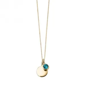 Collier Swarovski P5019 Débuts Bijoux avec Disque Gravable en Or Jaune Plaqué et Pierre de Naissance de Décembre