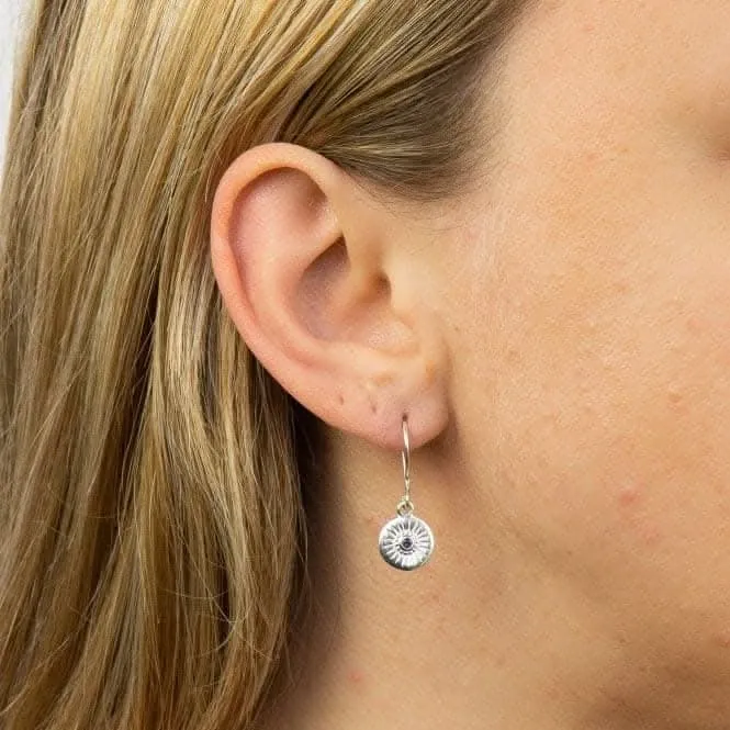 Boucles d'oreilles à goutte en disque taille diamant avec cristal bleu saphir E6003L Beginnings Jewellery