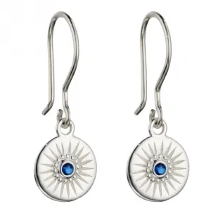 Boucles d'oreilles à goutte en disque taille diamant avec cristal bleu saphir E6003L Beginnings Jewellery
